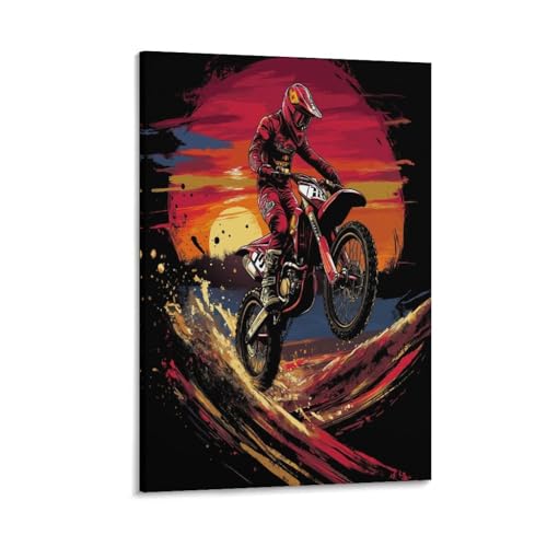 Tableau Motocross Murale Affiche Impression sur Toile Déco Chambre 30x45cm