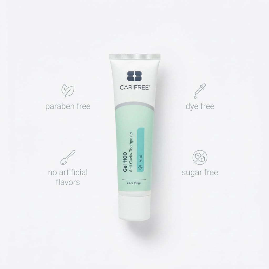 CariFree Gel 1100, Mint Flavored, Anti-Cavity Fluoride Toothpaste with Nano Hydroxyapatite for pH Neutralization, Enamel Protection, Dentist Recommended for Kids and Adults (Pack of 4)
