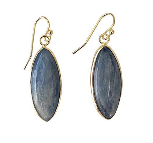 Boucles d'oreilles pendantes Kyanite bijoux femme avec pierre bleue naturelle et goutte