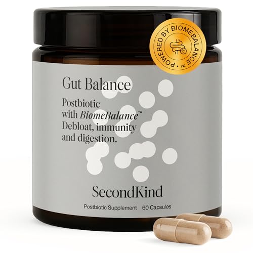 Postbiotics Gut Health Supplement Bloating Relief Gut Health Microbiome + Immune Support with BiomeBalance 1000x More Active Ingredients Than Pre & Probiotics 60 Capsules | SecondKind