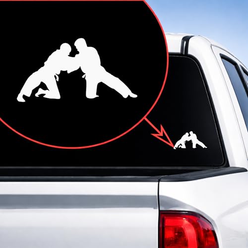 Premium Wrestling Athlete Silhouette Die Cut Vinyl Decal Sticker Car Window Laptop Truck Bumper Waterproof White