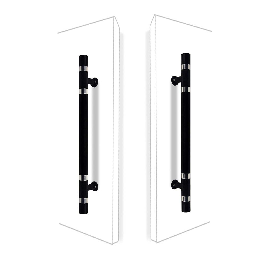 Poignée porte coulissante acier inoxydable noire 59 pouces rectangulaire en H