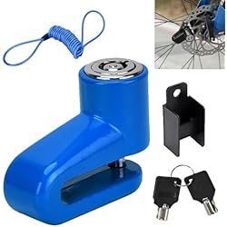 Antirrobo De Disco Candado de Freno de Disco,Candado antirrobo Disco Scooter Bicicleta,Candado Disco Moto Accesorios,Candado Moto Disco,Pinza Antirrobo Candado,Seguro de Disco para Moto,con Cuerda Recordatoria Azul