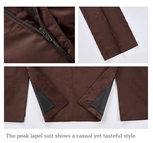 MOGU Men's Wedding Suit 2-Piece Slim Fit Suit Regular Single Breasted Peak Lapel Tuxedo Set for Formal Prom Party Banquet4