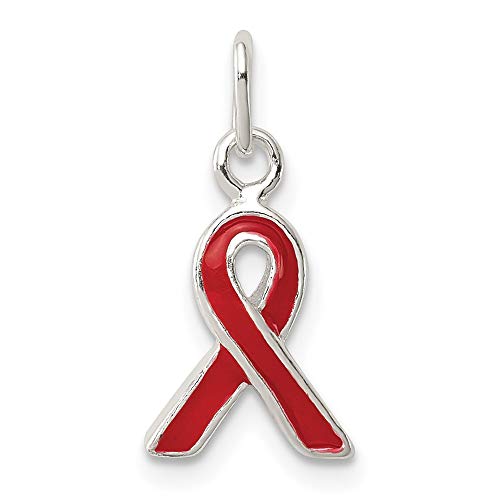 925 Sterling Silver Red Enameled Awareness Pendant Charm Necklace Awarenes Fine Jewelry For Women Gifts For Her