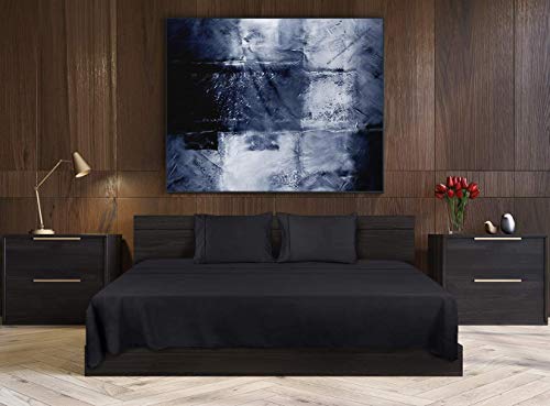 Image of Utopia Bedding Bed Sheet Set, 4 Piece, Double, Black | Fitted Sheet, Flat Sheet with 2 Pillowcases 50x75 - OekoTex Certified, Polyester Microfiber Fabric - Wrinkle & Fade Resistant