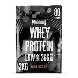 Warrior Whey Protein Powder – Up to 36g* of Protein Per Shake – Low Sugar, and Low Carbs – GMP Certified (Double Chocolate, 2kg)