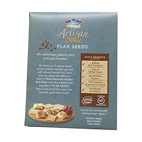 Image of Blue Diamond Almond Artisan Nut Thins Cracker Crisps, Flax Seeds, 4.25 Ounce