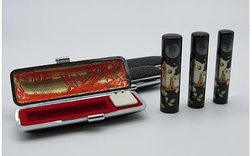 近代蒔絵/黒水牛印鑑(3本セット)[5839-1251]