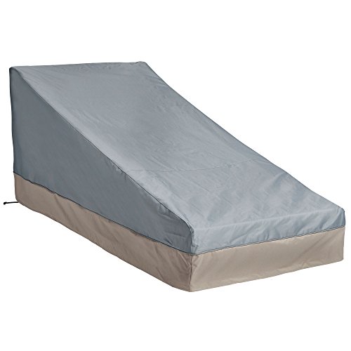 VonHaus Chaise Lounge Cover - ‘The Storm Collection’ Premium Heavy Duty Waterproof Outdoor Patio Furniture Protection - Slate Gray with Beige Trim - L80 x W36 x H13-33 inches