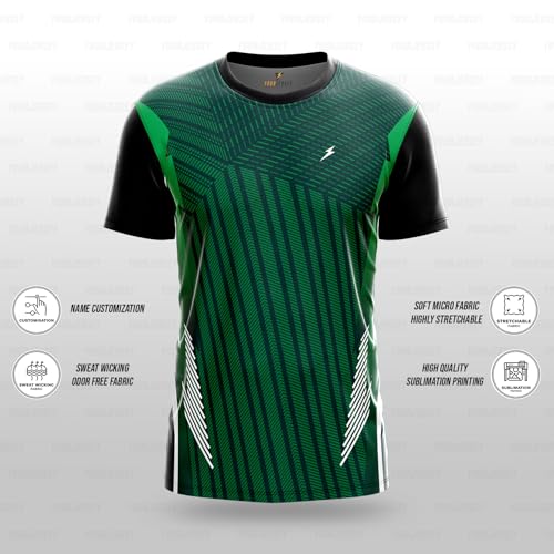 Image of YOURJERSEY Custom Sports Jersey for Men & Kids | Add Player Name | Personalised Cricket /Football /Badminton T-Shirt | Custom Team Jersey