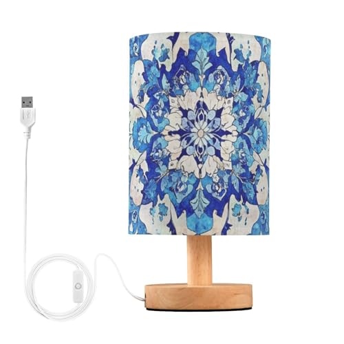 Amooorous Lámparas USB de estilo bohemio bohemio vintage con flores para mesita de noche, lámparas para lectura, lámpara moderna para cuarto