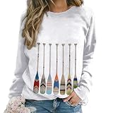 JZemdybill Sudadera casual para mujer, sudadera de remo de canoa para mujer, camiseta de manga larga con cuello redondo, Remo de canoa, S