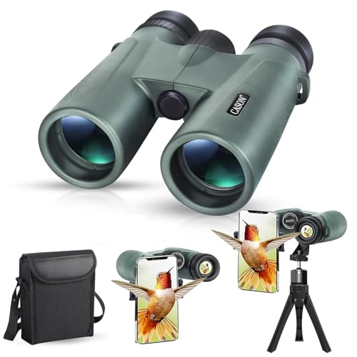 Binoculars 101: Understanding Magnification, Field of View, and Lens Coating Cason -Binoculars For Long Distance,Ultra HD Binoculars For for Bird Watching,Wildlife,Safari With Phone Adapter & Tripod | Range 2000 Meter, | Zoom 12x42 | Wide Eye peice | Bright BAK 4 Glass (Green)