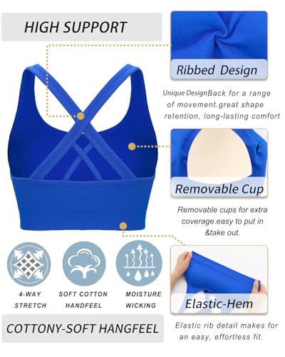 Image of RUNNING GIRL Sports Bras for Women,Seamless Strappy Sports Bra High Support Crisscross Back with Removable Pads