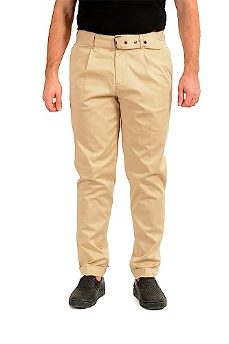 Hugo Boss Men's Kirio-Pleats-B1 Relaxed Fit Beige Casual Pants US