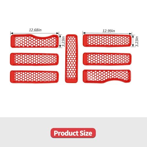 Image of 7PCS Mesh Grille Inserts Fit for Jeep Wrangler JL Sport /Sport S 2018-2024 (Red)