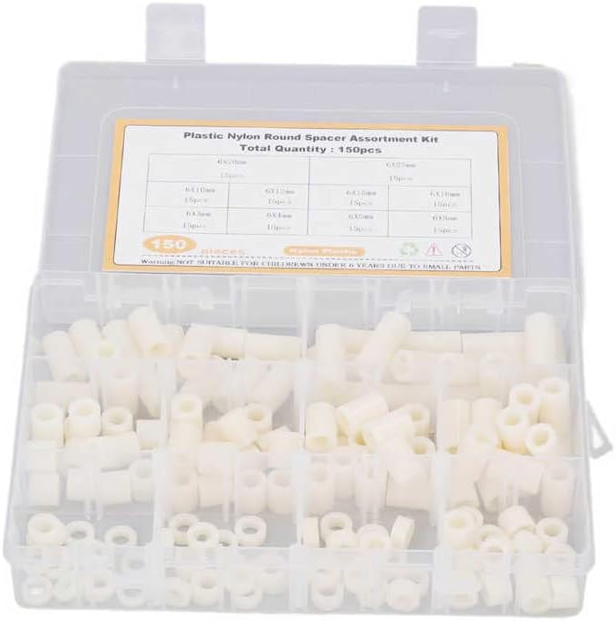 150Pcs Nylon Standoff Screw Spacer Round Mounting Hardware Fastener Set Kit - (Color: White)