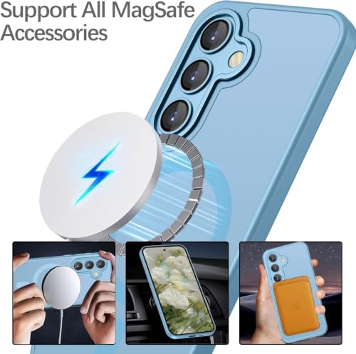Image of Elzzi Magnetic Magsafe for Samsung S24 Plus 5g Case, Upgraded [Full Camera Protection] [Compatible with Magsafe] [Translucent Matte] Shockproof Protective Phone Case for Men & Women - Off Blue