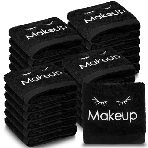 Shimeyao 24 Pcs Black Makeup Towels Washcloths 13x13 in Face,Classic