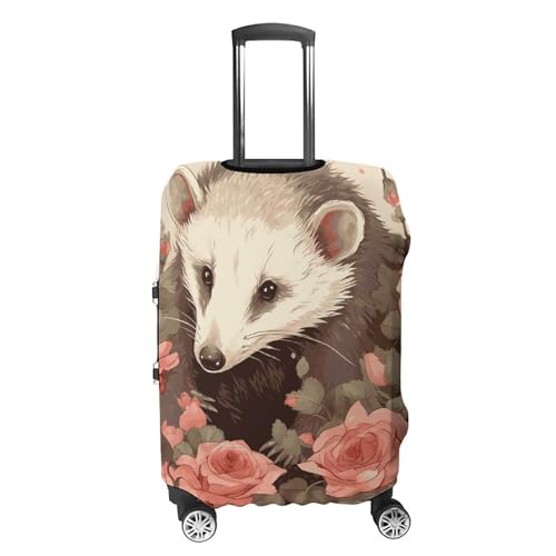 Opossum And Roses Printed Luggage Cover Protector, Fits 18-32 Inch Luggage4