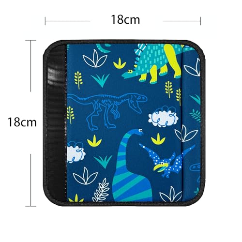 Image of 2 Pack VegaPunkLab Seat Straps Shoulder Pads for Kids - Seat Belt Cover Pad, Perfect for Car Booster Seats, Strollers, High Chair, Backpacks, and More, Dinosaur