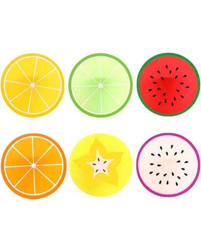 KGDUYC 6 Piezas Creativa Fruta Posavasos,Posavasos de Silicona para Bebidas para Vino,posavasos originales,coasters,Vidrio,Té- Mejor Bebida para el Hogar,Cerveza para Cocina Salón y Bar