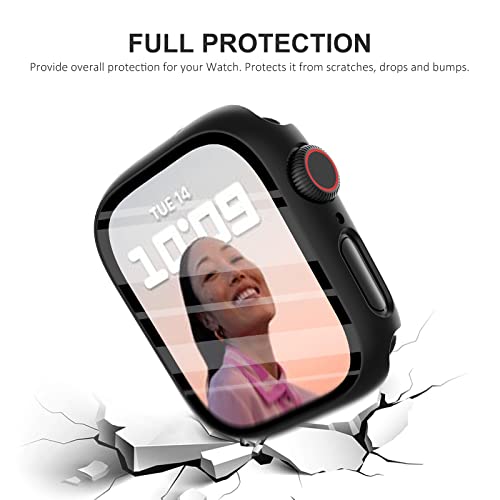 Fullife 6-Pack Pc Matte Case With Tempered Glass Screen Protector Compatible With Apple Watch Series 3/2/1,Overall Shockproof Bumper For Iwatch.38Mm, (Green/Blue/Red/Midnight/Starlight/Transparent) #TOP3