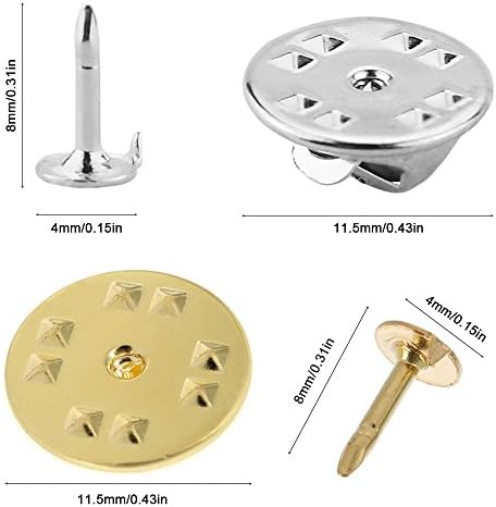 120 Pack Butterfly Clutch with Blank Pins,YuCool Pin Backs Tie Tacks Replacement for Craft& Jewelry Making -60 Sliver+ 60 Gold