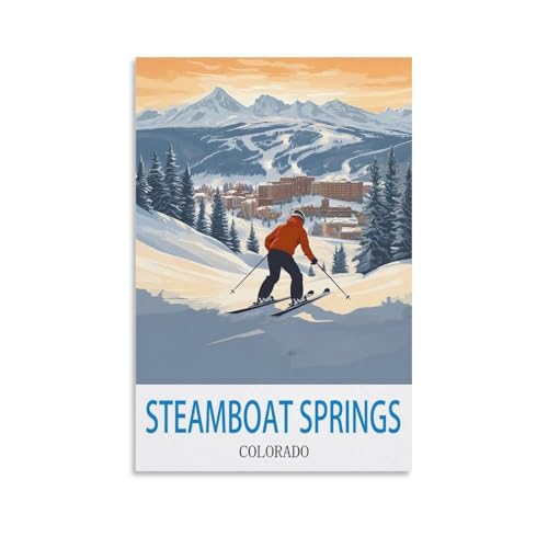 Poster Colorado Steamboat Springs affiche vintage voyage toile déco murale 50x75 cm