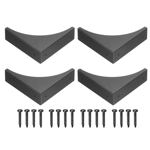 QUARKZMAN Esquina Protectores 4uds 2,56' - Metal Esquina Protector Vintage Decorativo Esquina Soportes con Tornillos Borde Protectores para Muebles Caja Mesa (Negro)