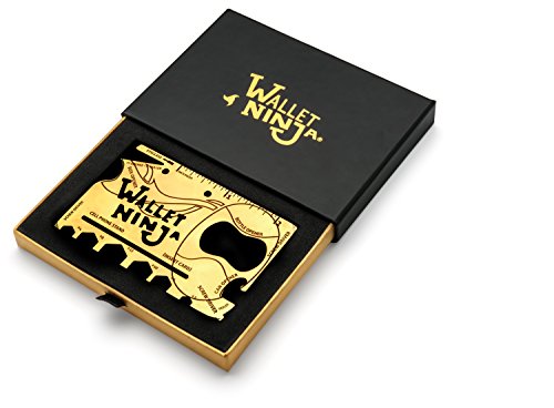 Wallet Ninja GOLD (Limited Edition) 18 in 1 Multi-Purpose Credit Card Sized Multi-Tool with Gift Box and Certificate of Authenticity
