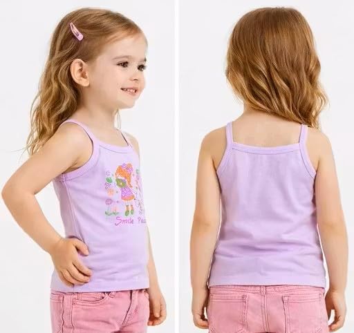 Image of Girls Kids Cindrella & Friends Printed Girl Vest| 100% Cotton| Skin Friendly | Lightweight | Sleeveless Design | Best for School Girls Pack of 6 - Assorted