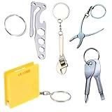 DIY Geschenk für Männer Frauen Bundle mit Multi-Tools, Schlüsselanhänger DIY Geschenkset - Maßband, Wasserwaage, Flachkopf & Kreuzschlitzschraube, Schraubenschlüssel, Zange, Steckschlüssel,