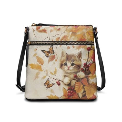 Image of Leather Purses for Women, Leather Hobo Bags for Women Travel Sling Purse Triple Zippered Pockets Shoulder Bag