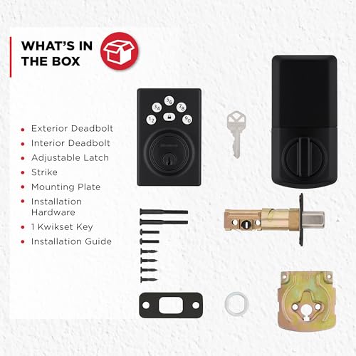 Kwikset Powerbolt 240 5-Button Keypad Matte Black Contemporary Electronic Deadbolt Door Lock, Featuring Convenient Keyless Entry, Customizable User Codes and Auto-Locking - image 8