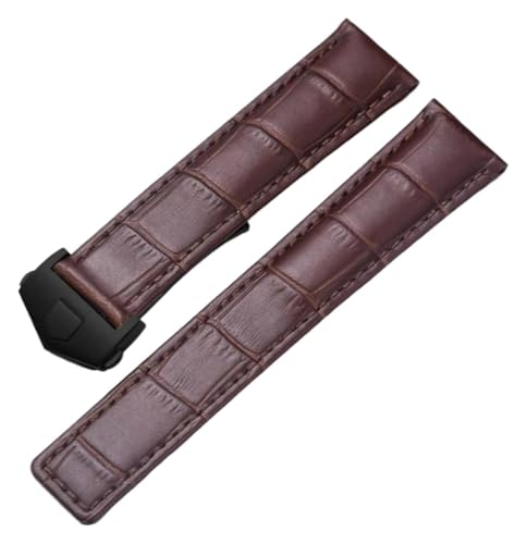 Bracelet de montre en cuir véritable bambou noir et or 20mm élégant