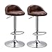 Stołki barowe 2 zestawy, regulowany obrotowy podnośnik gazowy, bar śniadaniowy ze sztucznej skóry, do baru śniadaniowego / blatu/kuchni / domowych stołków barowych (kolor: brązowy) (brązowy) Nadaje się do bistro, kawiarni, salonów itp.