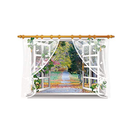 Etiqueta de Paisaje de Ventana Falsa Creativa 3D Dormitorio Sala de Estar Vinilo Decorativo de Fondo Pegatina de Pared decoración (como se Muestra)