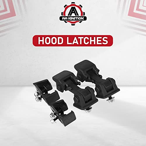 Image of Hood Latches Set of 2 - Replaces 55176636AD, 68038118AA, 42422 - Fits 1997, 1998, 1999, 2000, 2001, 2002, 2003, 2004, 2005, 2006 Jeep Wrangler TJ - Hold-Down Hook Latch Pair - Year Models 1997-2006