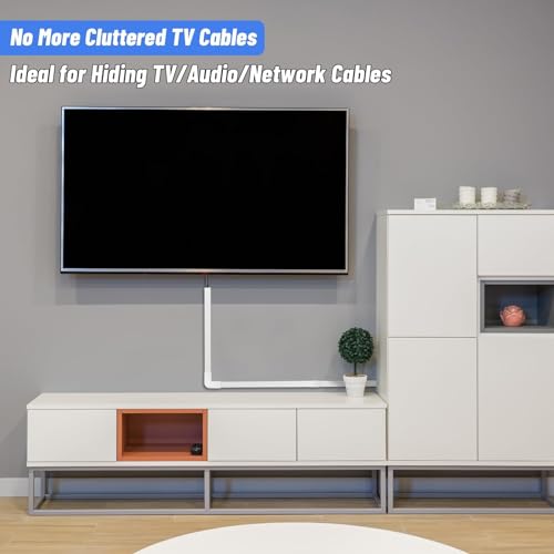 Cord Cover Raceway Kit, 157\" Cable Cover Channel, Paintable Cord Concealer System Cable Hider, Cord Wires, Hiding Wall Mount TV Powers Cords in Home Office, L157 X W0.95 X H0.55, Off-White - Thumbnail 2