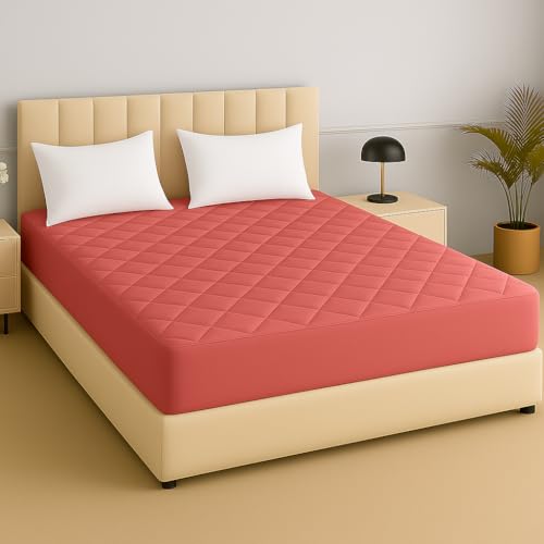 Image of TAG 24 Waterproof Cotton Quilted Mattress Protector Breathable Queen Size Hypoallergenic Noiseless Ultra Soft Fitted Bed Cover 78x60 inch (78x60 inch | 6.5x5 ft, Maroon)