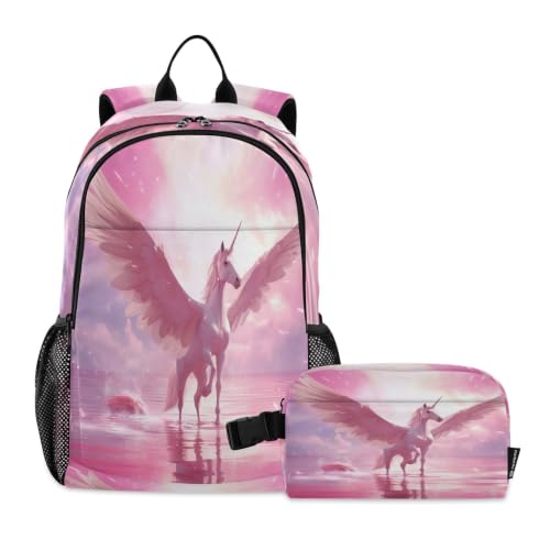 Sac à dos étudiant licorne rose idéal pour l'école et les sorties de votre enfant