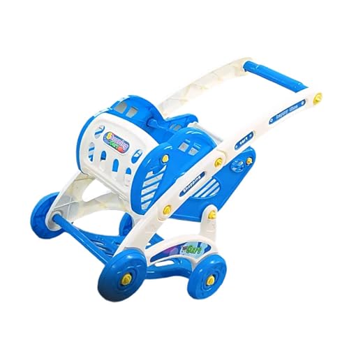 Oshhni Toy de Carrito de Compras para niños Accesorios de Cocina realistas Simulación Divertida Mini Supermercado Cartero de Compras para 3 4 5 6, Azul