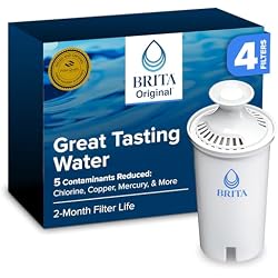 1 of Brita Standard Water Filter for Pitchers and Dispensers, BPA-Free, Reduces Copper, Cadmium and Mercury Impurities, Lasts Two Months or 40 Gallons, Includes 4 Filters for Pitchers