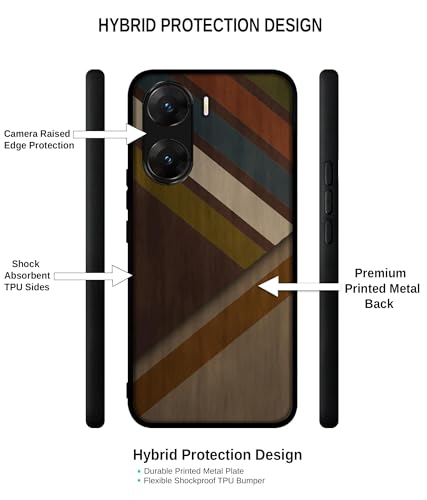 Image of Colorful Wooden Pattern Design Premium 2D Printed Metal Back Case Cover for Vivo V29E 5G