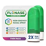 Flonase Allergy Relief Nasal Spray, 24 Hour Non Drowsy Allergy Medicine, Metered Nasal Spray - 144 Sprays (Pack of 2)