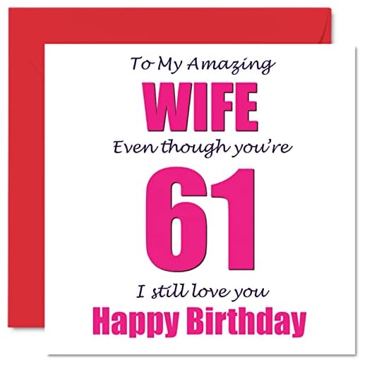 Divertidas tarjetas de felicitación de 61 cumpleaños para esposa, 61 I Still Love You, pareja de sesenta y uno sesenta y una esposa y regalos de bromas, 145 mmx145 mm