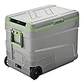 EUHOMY 12 Volt Refrigerator, 58QT Electric Cooler Usable Battery, Car Refrigerator 0?~68?, 12V Fridge 12/24V DC 110-240V AC, Portable Freezer with Wheels for Camping, Travel, Truck, Outdoor