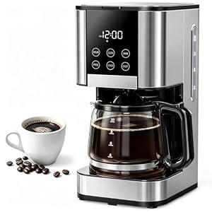10 Cup Programmable Coffee Maker, Regular & Strong Brew Drip Coffee Machine
